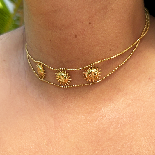 Choker Solar Aço Inoxidável Dourado