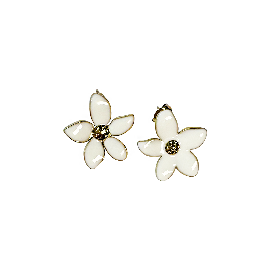 Brinco Jasmine Dourado e Branco