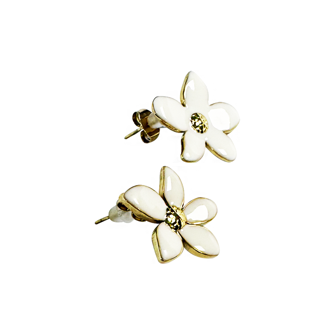 Brinco Jasmine Dourado e Branco