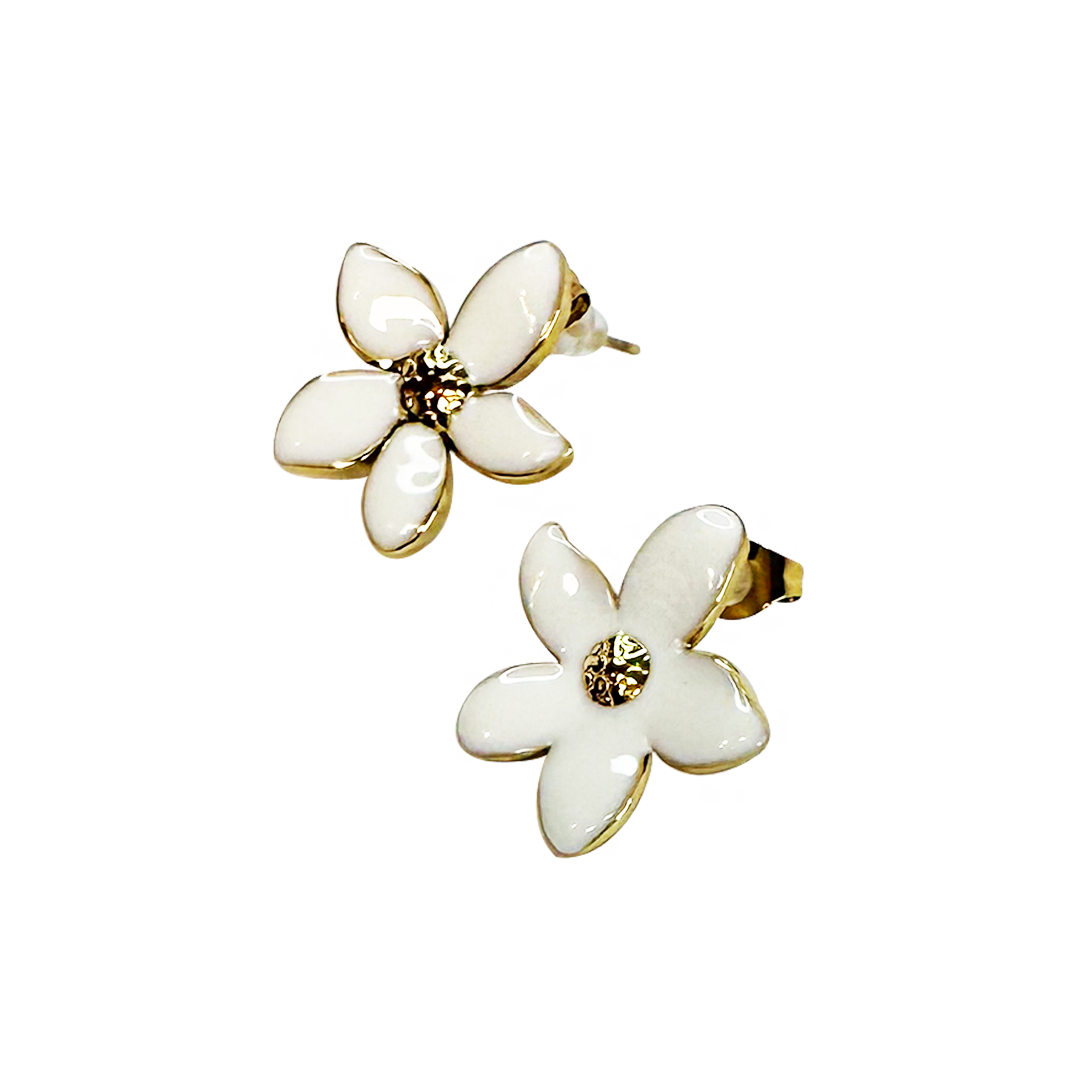 Brinco Jasmine Dourado e Branco