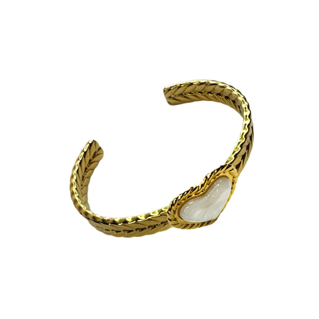 Bracelete Coração Madrepérola Dourado