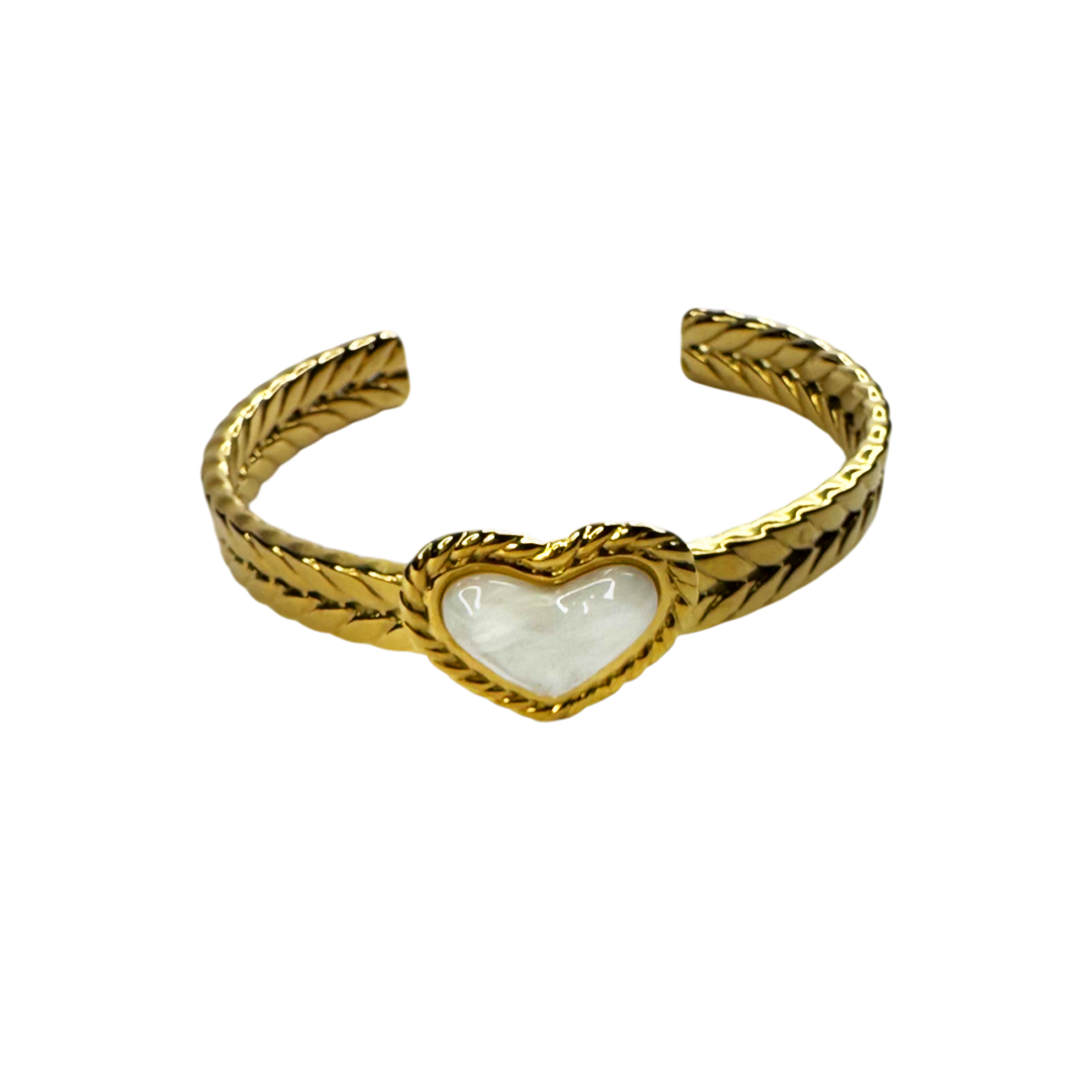 Bracelete Coração Madrepérola Dourado