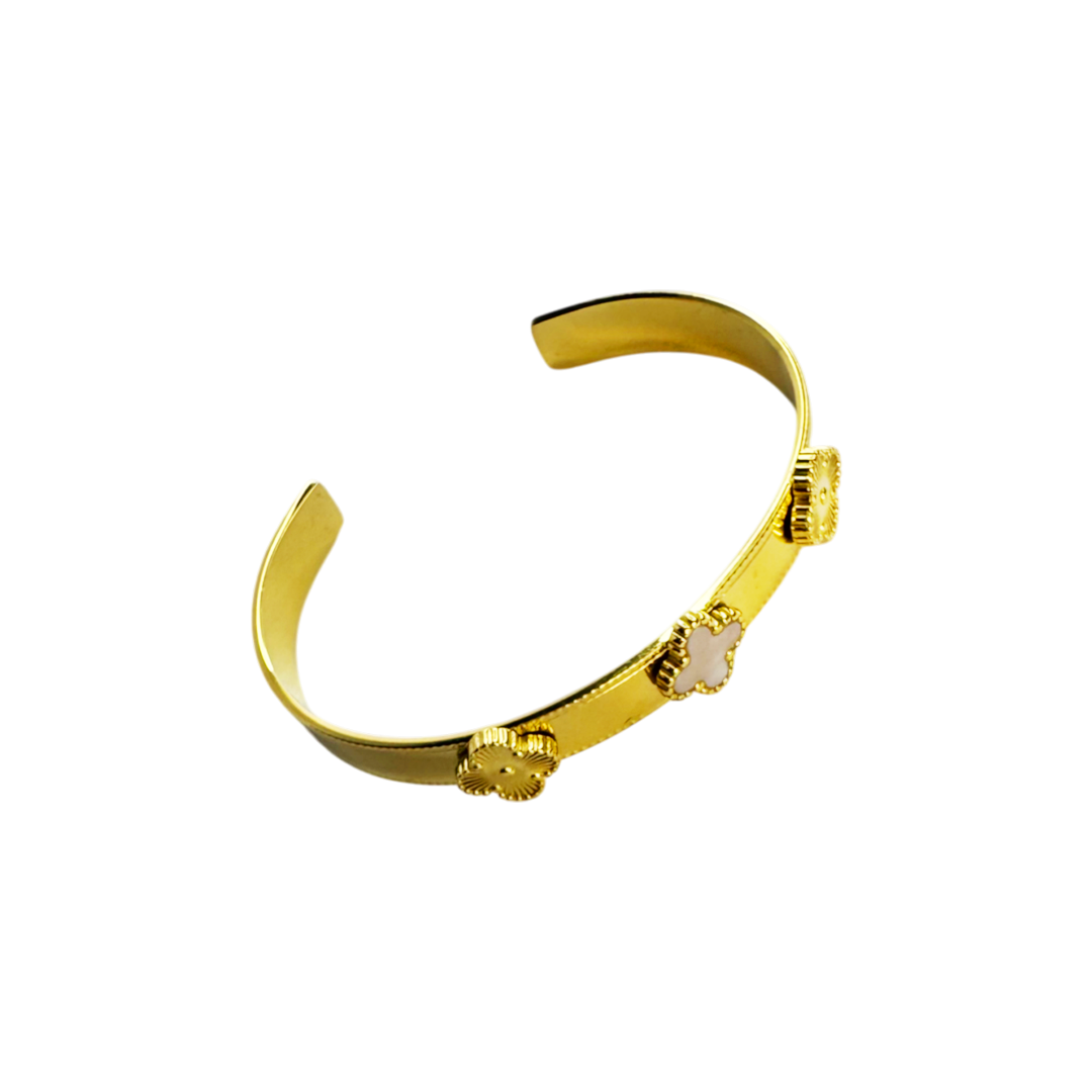 Bracelete Trevos Madrepérola Branca