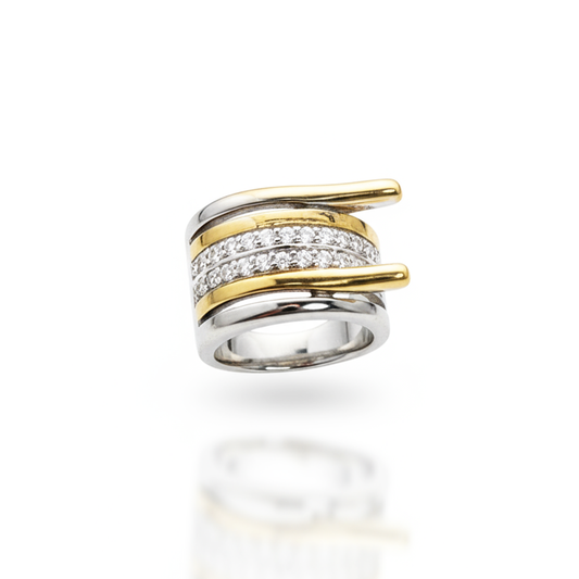 Anel Dueto Two-Tone