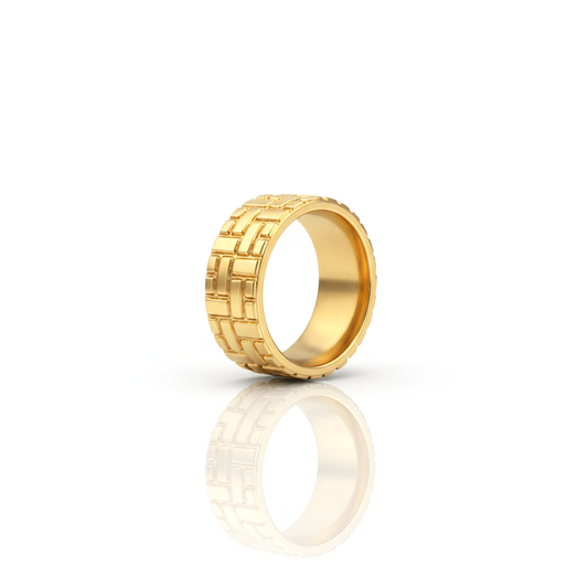 Anel Mosaico Dourado Masculino