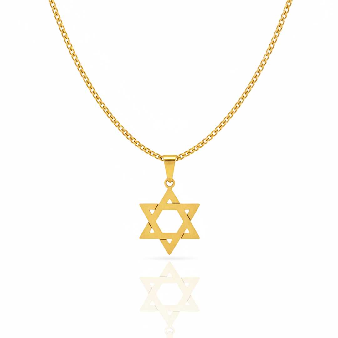 Colar Estrela de Davi Dourado Masculino