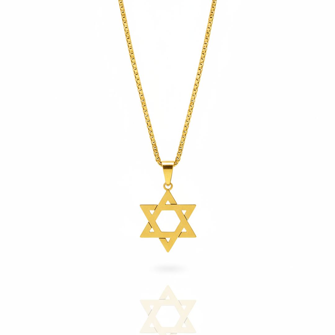 Colar Estrela de Davi Dourado Masculino