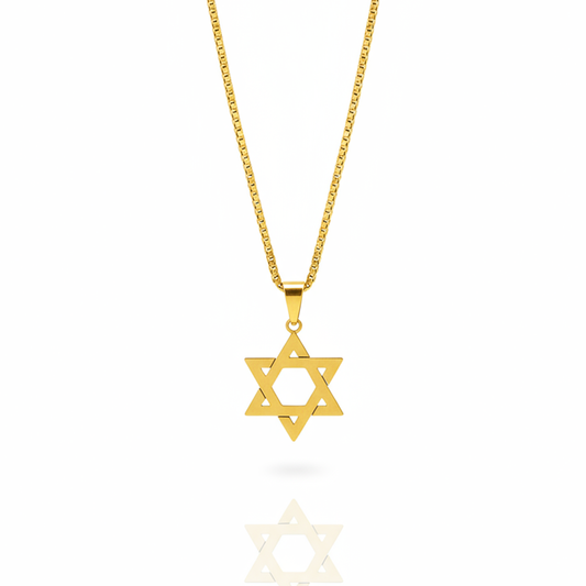 Colar Estrela de Davi Dourado Masculino