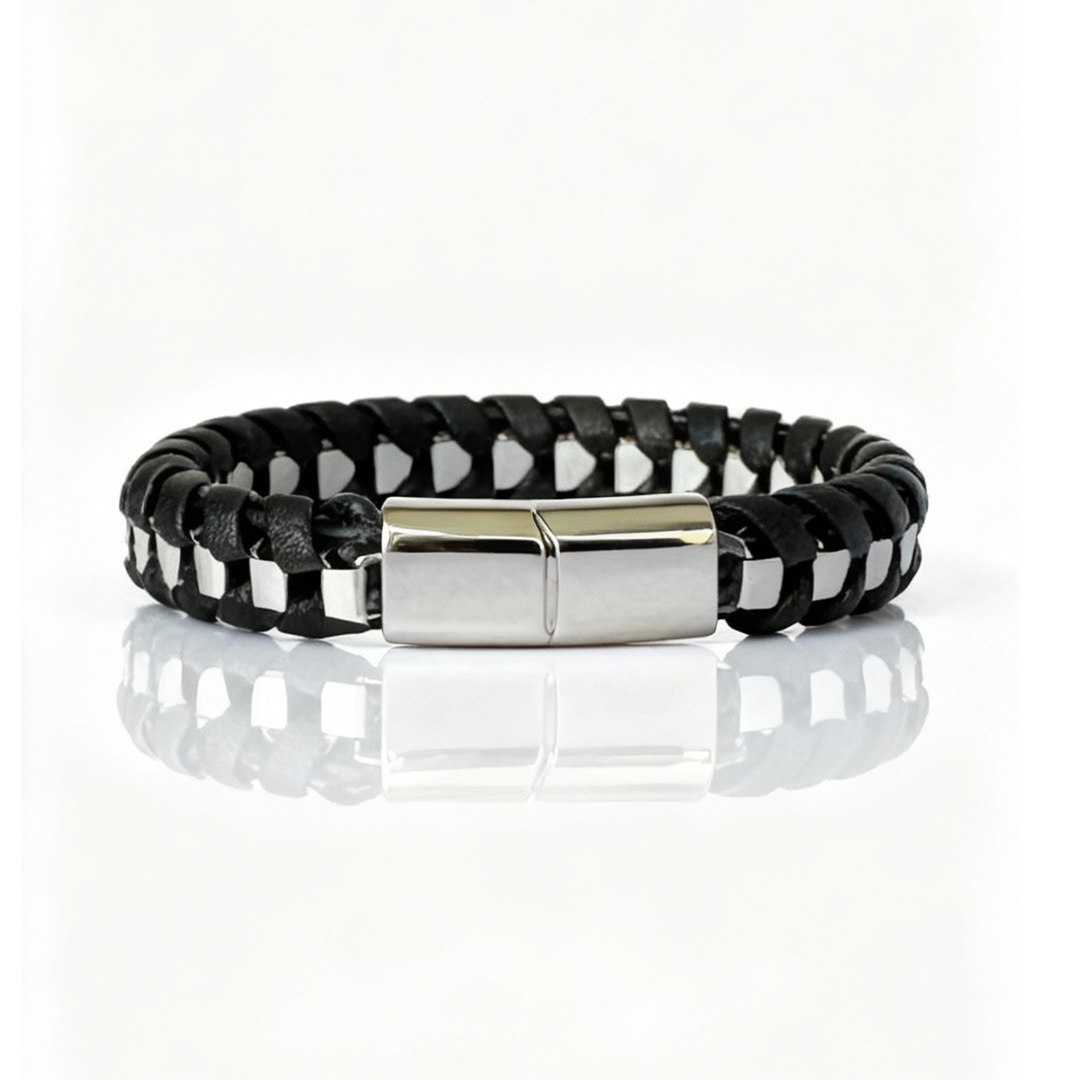 Pulseira Trama Prateada Masculina