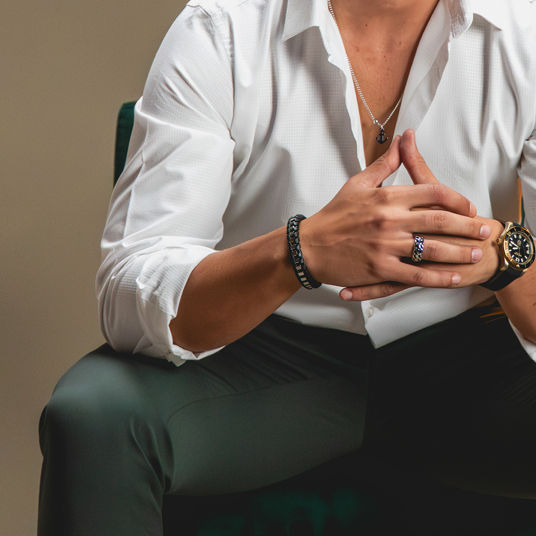 Pulseira Trama Prateada Masculina