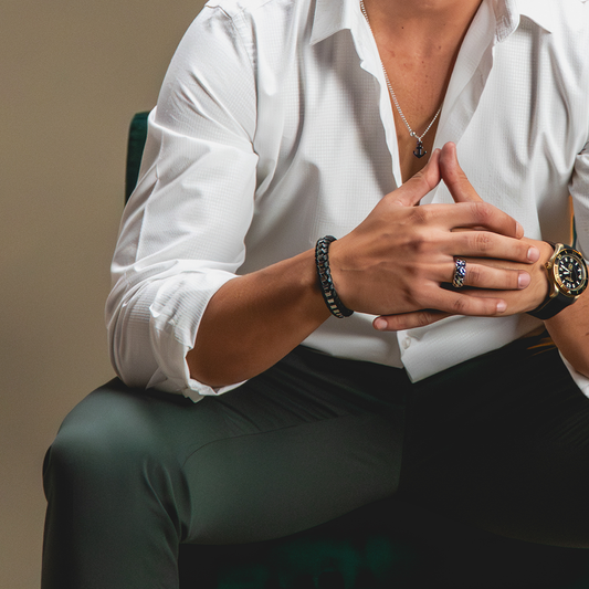 Pulseira Trama Prateada Masculina