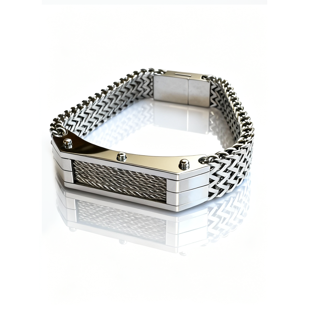 Pulseira Malha Prateada Masculina