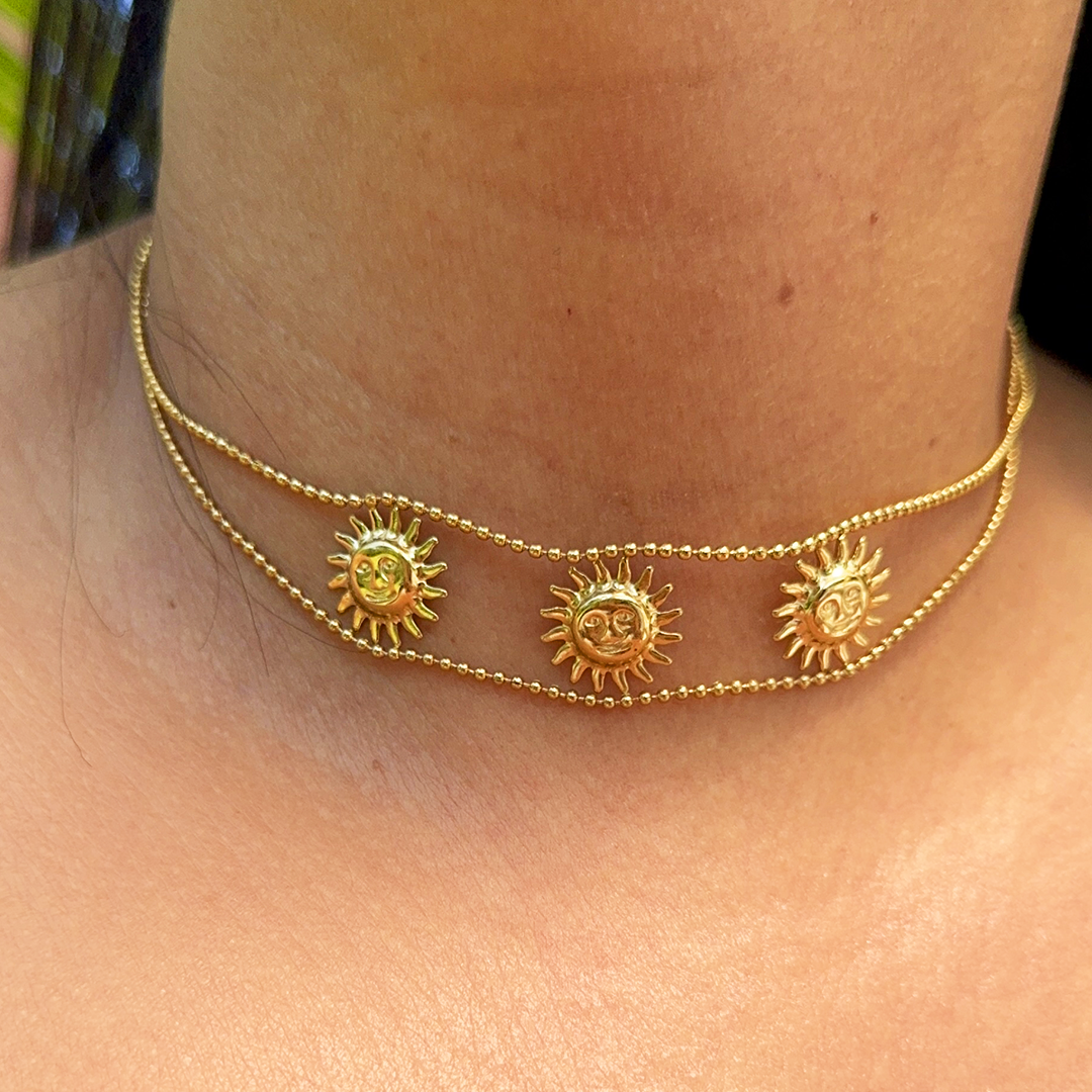 Choker Solar Aço Inoxidável Dourado