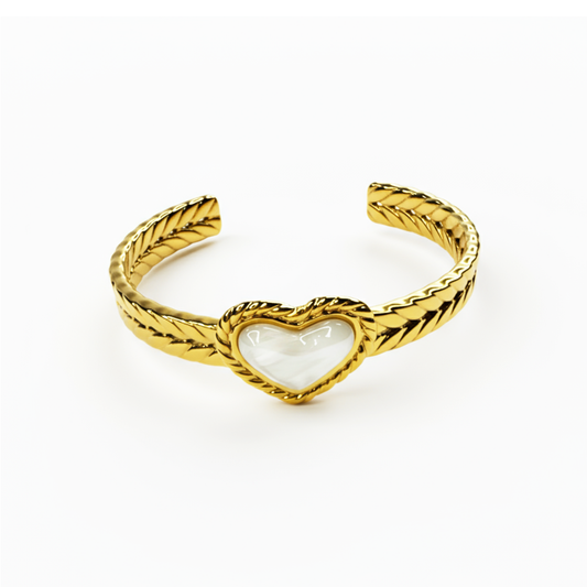 Bracelete Coração Madrepérola Dourado