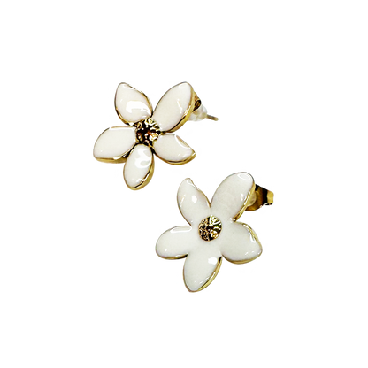 Brinco Jasmine Dourado e Branco