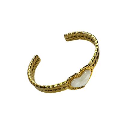 Bracelete Coração Madrepérola Dourado