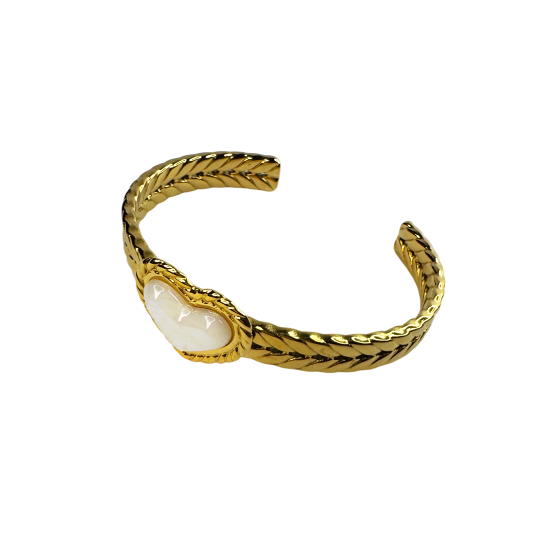 Bracelete Coração Madrepérola Dourado