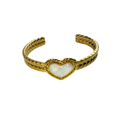 Bracelete Coração Madrepérola Dourado