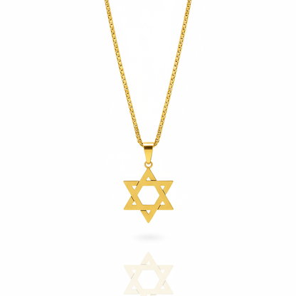 Colar Estrela de Davi Dourado Masculino