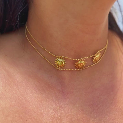 Choker Solar Aço Inoxidável Dourado